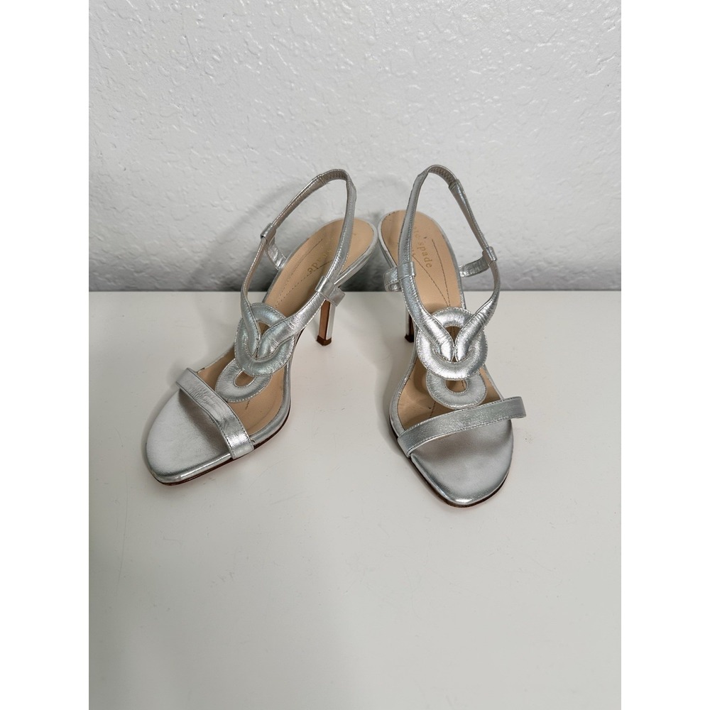 Kate Spade Slingback Size 5.1/2 B Silver  Metallic Pumps Buckle Open Toe